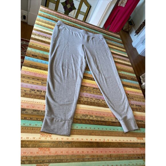 J Jill Pure Pants L Khaki Heathered Joggers Pocket Elastic Waist Comfort Cozy - Picture 8 of 10